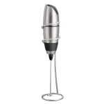 BonJour Black Stainless Steel Battery-Powered Milk Frother with Chrome Stand thumbnail 1
