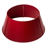 Glitzhome 26 in. Red Hammered Metal Tree Collar - Rustic Christmas Decor thumbnail 1