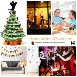 Costway 11.5 in. Green Ceramic LED Haunted Halloween Tree with Ghost and Skeleton Accents thumbnail 6