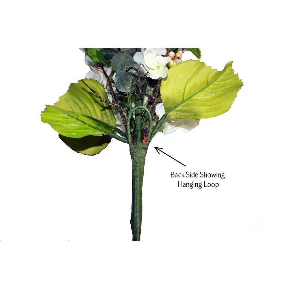 Unbranded 33 in. Pink and Green Hydrangea Peony Silk Flower Swag Wreath