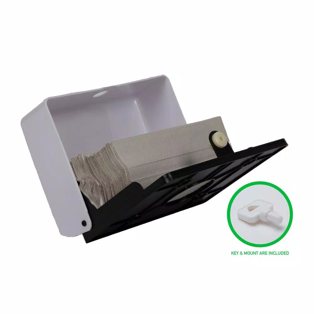 Mind Reader White Wall Mounted Multi-Fold Paper Towel Dispenser for C-Fold and M-Fold Towels