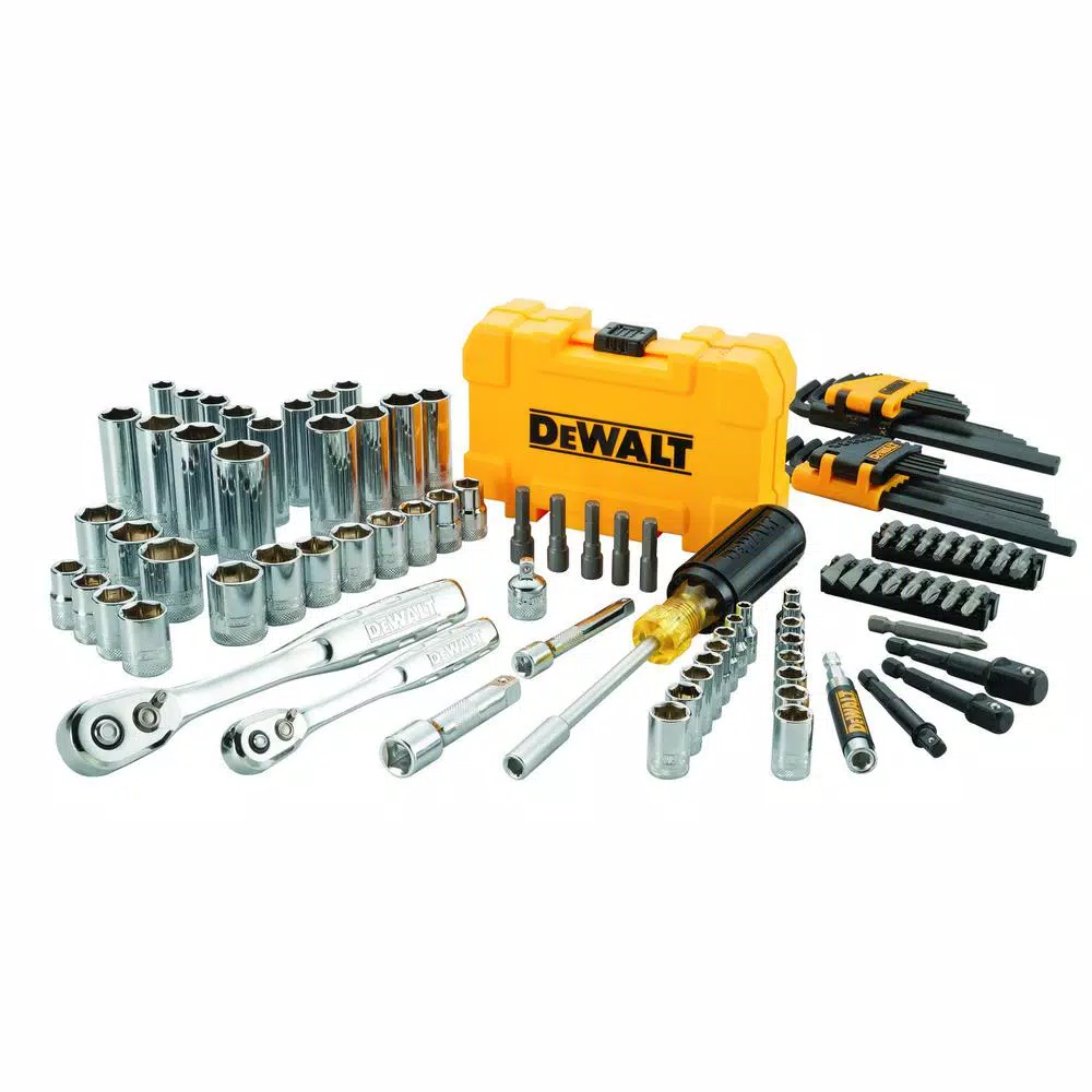 DEWALT 108-Piece Mechanics Tool Set with 1/4 in. and 3/8 in. Drive Ratchets and 9 ft. Tape Measure