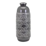 IMAX Felix Gray Ceramic Large Amphora Floor Vase with Embossed Pattern thumbnail 1