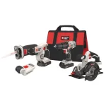 Porter-Cable 20V MAX Lithium-Ion Cordless 4-Tool Combo Kit with Drill, Circular Saw, Reciprocating Saw, and LED Work Light thumbnail 1