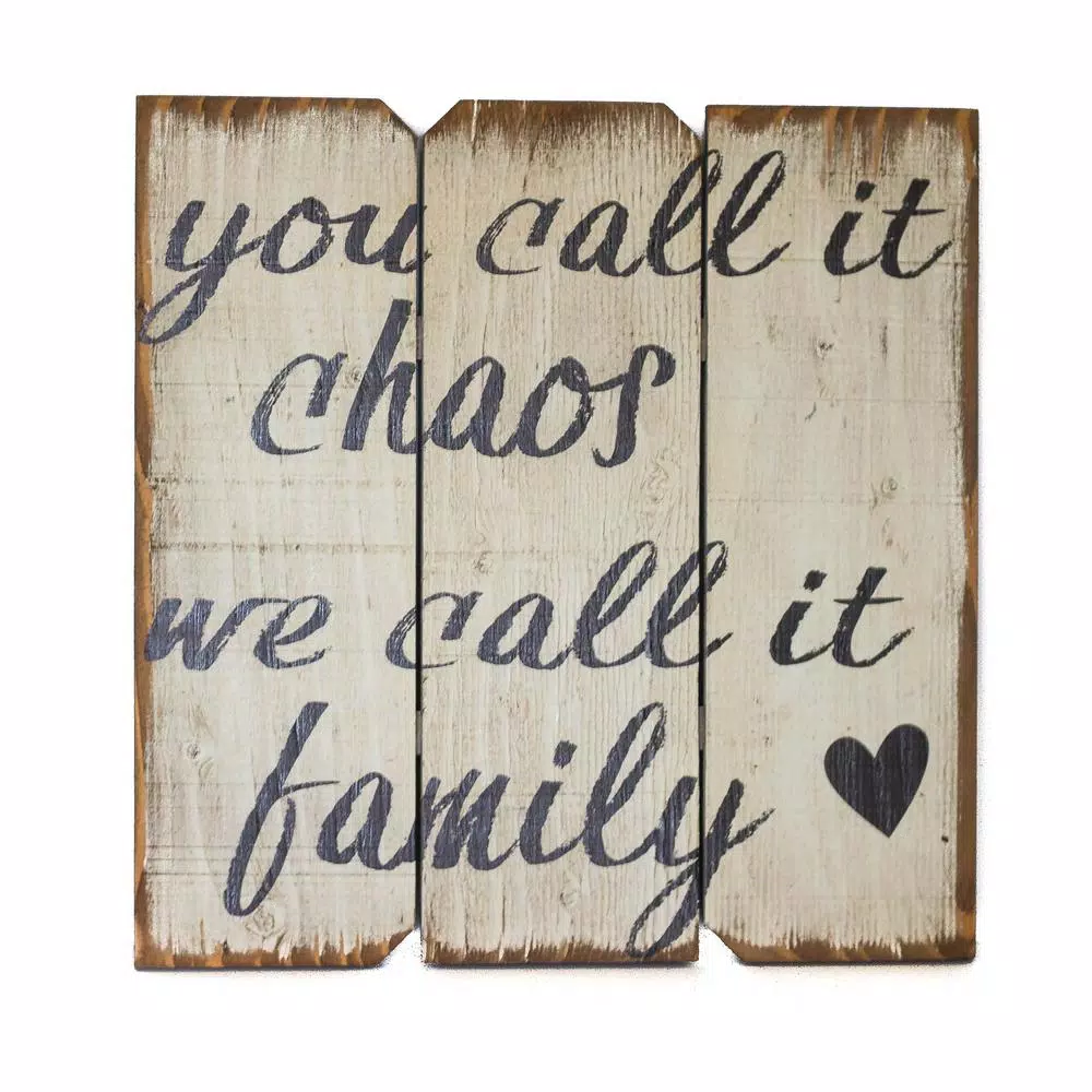 Unbranded Boulder Innovations 16 in. x 16 in. "You Call It Chaos We Call It Family" Rustic Wood Wall Art Sign