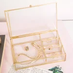 Home Details Vintage 4-Compartment Gold Glass Keepsake Box thumbnail 1