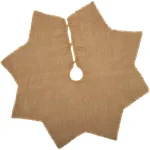 VHC Brands 48 in. Burlap Natural Tan Farmhouse Christmas Tree Skirt with 8-Point Star Design thumbnail 1