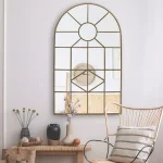 Home Decorators Collection Arched Gold Windowpane Accent Mirror, 24 x 39.3 in. thumbnail 3