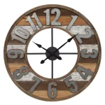Pinnacle 33 in. Rustic Reclaimed Wood and Metal Round Wall Clock - Farmhouse Style thumbnail 2