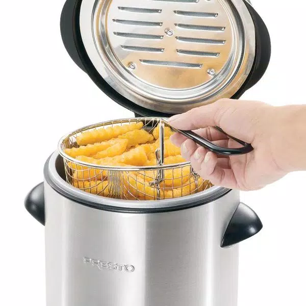 Presto Stainless Steel 1L Compact Deep Fryer with Adjustable Thermostat
