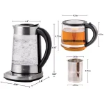 Ovente 1.7L Stainless Steel Glass Electric Kettle with ProntoFill Technology and 27-Oz Teapot Bundle thumbnail 6