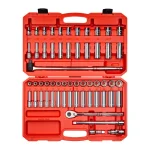 TEKTON 58-Piece 1/2 in. Drive 6-Point Socket and Ratchet Set, SAE & Metric thumbnail 1