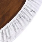 Brielle Home 48" White Marble Printed Cotton Fabric Fitted Table Cover thumbnail 4