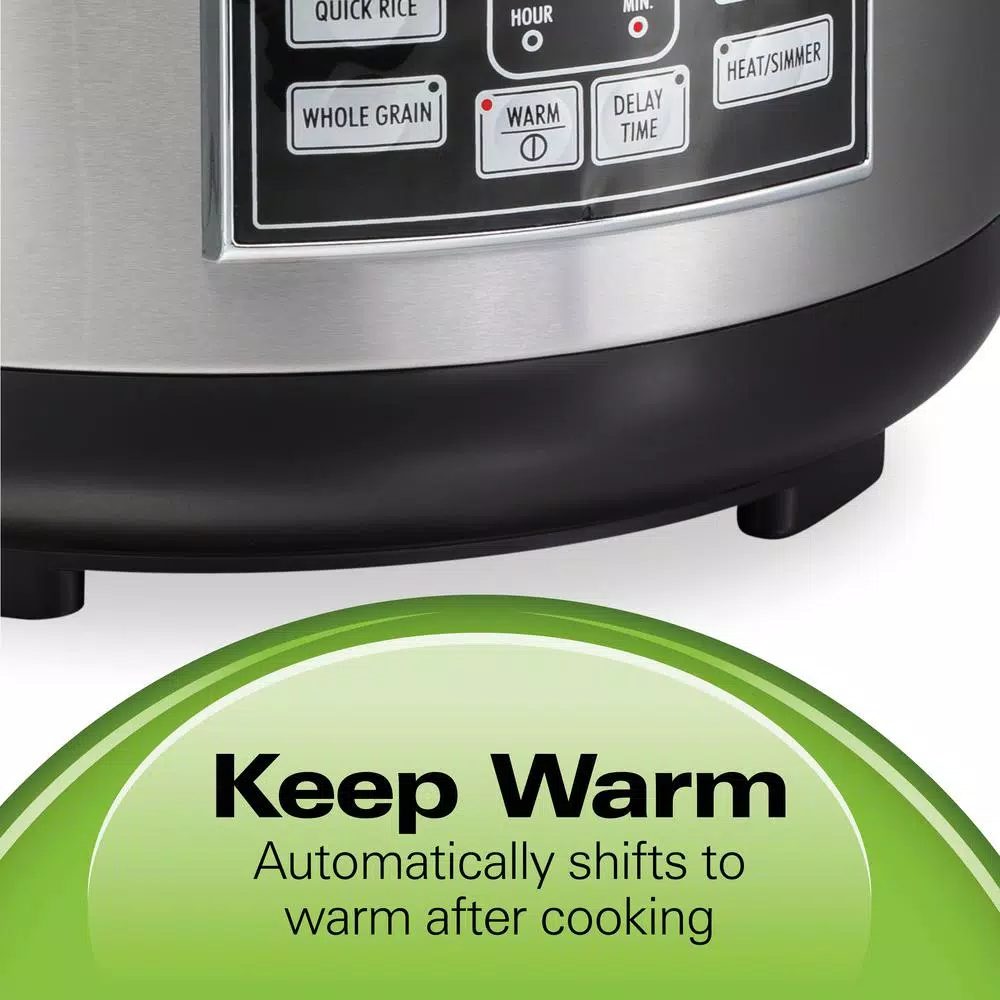 Hamilton Beach 20-Cup Stainless Steel Rice and Hot Cereal Cooker with Rice Rinser and Steam Basket