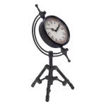 LITTON LANE Classical 14 in. Rusted Black Iron Tripod Table Clock with Alarm thumbnail 2