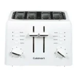 Cuisinart Compact 4-Slice White Wide Slot Toaster with Crumb Tray thumbnail 1