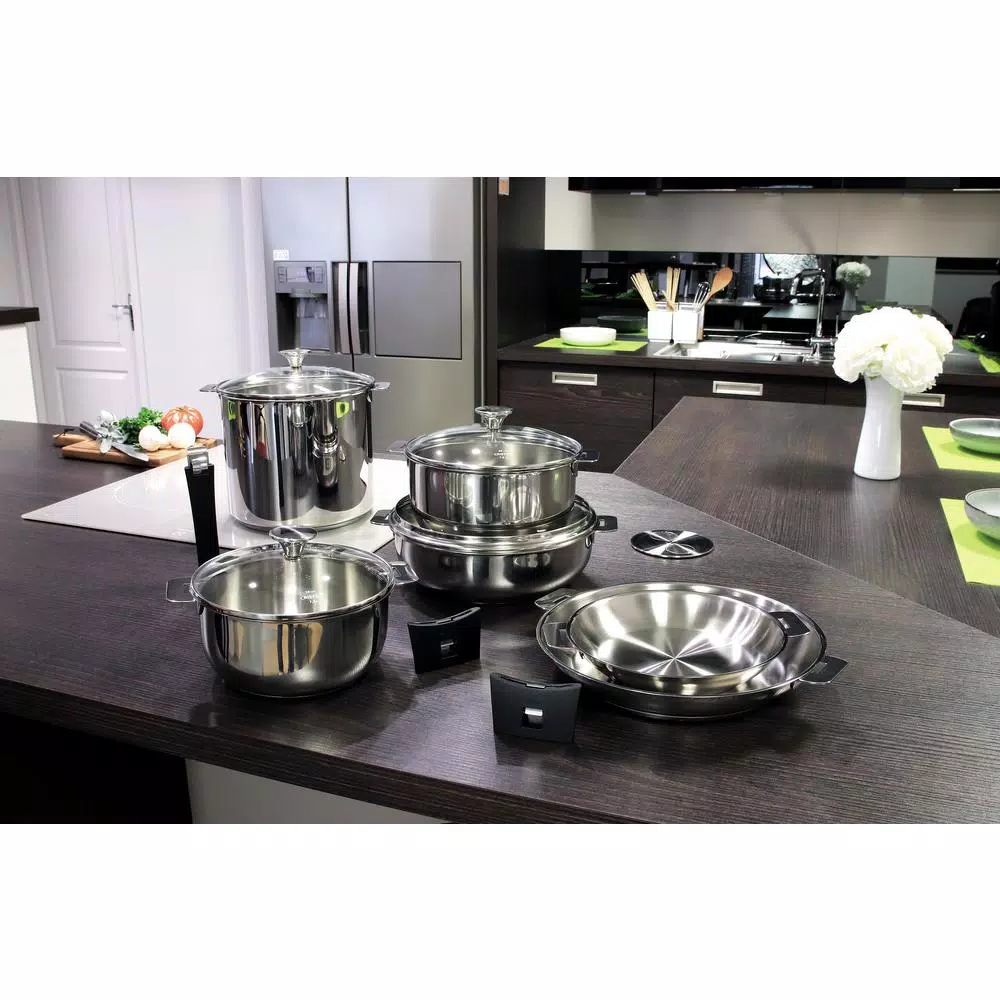 Cristel Tulipe 13-Piece Stainless Steel Cookware Set with Removable Handle System