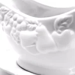 Gibson Home Fruitful 8 in. White Durastone Gravy Boat with Saucer thumbnail 2