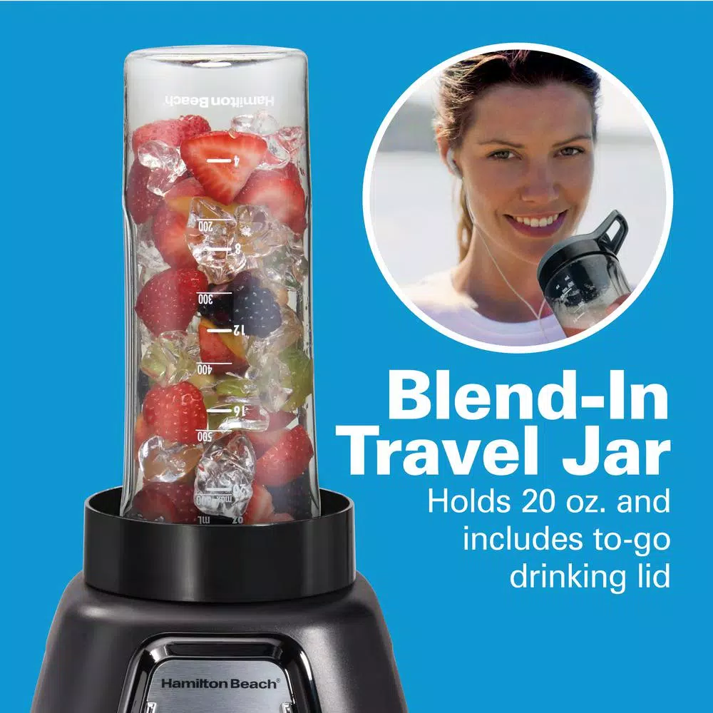 Hamilton Beach MultiBlend 950W 6-Speed Blender System with 52 oz. Glass Jar, Food Chopper, and Travel Jar