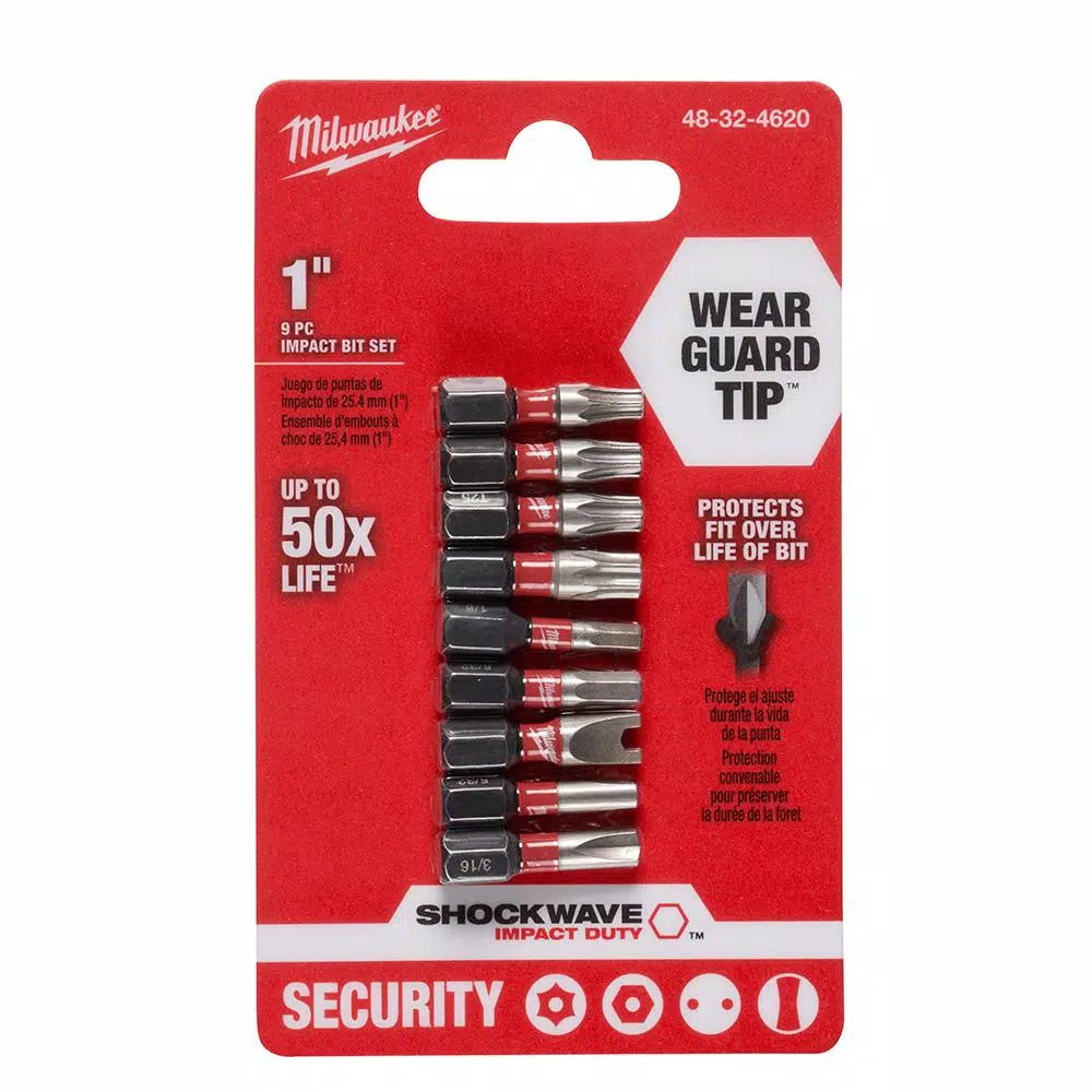 Milwaukee SHOCKWAVE Impact Duty Security Bit Set, 9-Piece Hex Shank