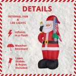 Fraser Hill Farm 8 ft. Americana Santa with Bald Eagle & American Flag Christmas Inflatable with Lights thumbnail 4