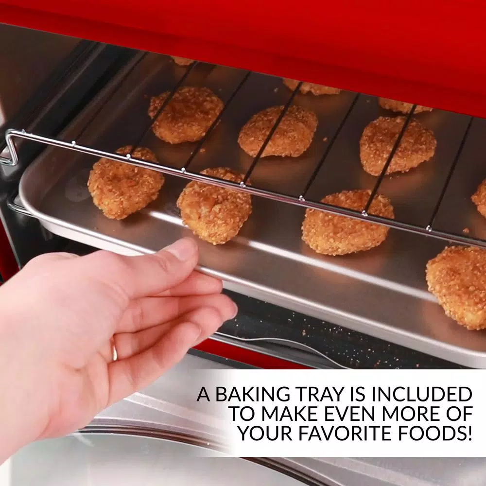 Nostalgia Retro 1500W 12-Slice Convection Toaster Oven with Timer - Retro Red