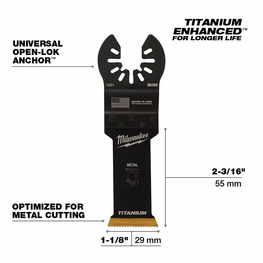 Milwaukee 1-1/8 in. Titanium Bi-Metal Universal Fit Oscillating Multi-Tool Blade