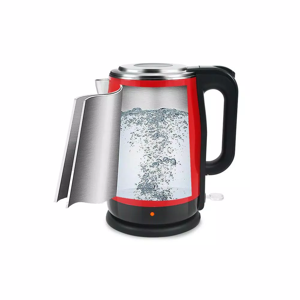 Americana 1.7L Red Cool Touch Stainless Steel Electric Kettle with Temperature Gauge