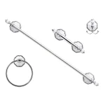 MODONA Flora 4-Piece Bathroom Accessories Set - White Porcelain & Polished Chrome thumbnail 1