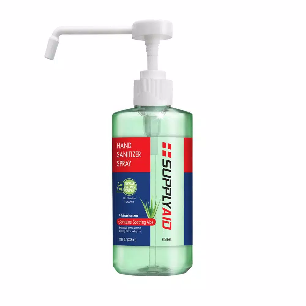 SupplyAid Dual Action Hand Sanitizer Spray with Soothing Aloe, 8 oz.