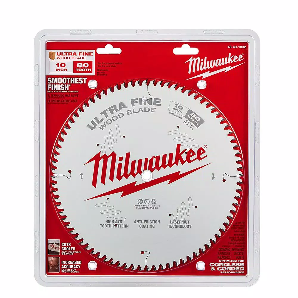 Milwaukee 10 in. 80-Tooth Ultra Fine Finish Circular Saw Blade