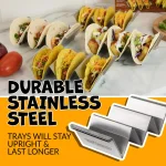 TACO TUESDAY Stainless Steel Rectangular Taco Holder Trays, 8.25 in. (Set of 4) thumbnail 4