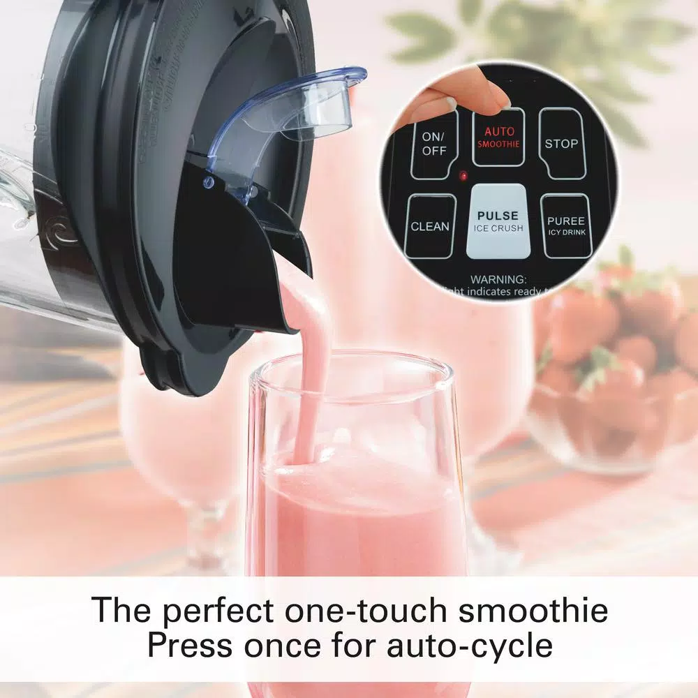 Hamilton Beach 40 oz. Smoothie Smart Blender, 2-Speed Black Glass Jar Blender