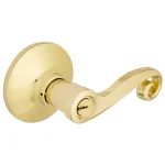 Defiant Scroll Keyed Entry Door Lever, Polished Brass thumbnail 1