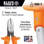 Klein Tools 7 in. Insulated Heavy Duty Diagonal Cutting Pliers with Tapered Nose thumbnail 2