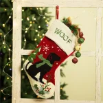 Glitzhome 20 in. Hooked Dog Design Christmas Stocking, Handmade Acrylic Yarn Holiday Decor thumbnail 7
