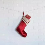 VHC Brands 15 in. Red Memories Glam Christmas Stocking with Gold Ribbon Embellishments thumbnail 2
