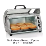 Hamilton Beach Easy Reach 1400W 6-Slice Toaster Oven with Roll Top Door, Silver thumbnail 5