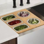 Kraus Workstation Kitchen Sink Accessory Set - Bamboo Serving Board & 5 Stainless Steel Prep Bowls thumbnail 1