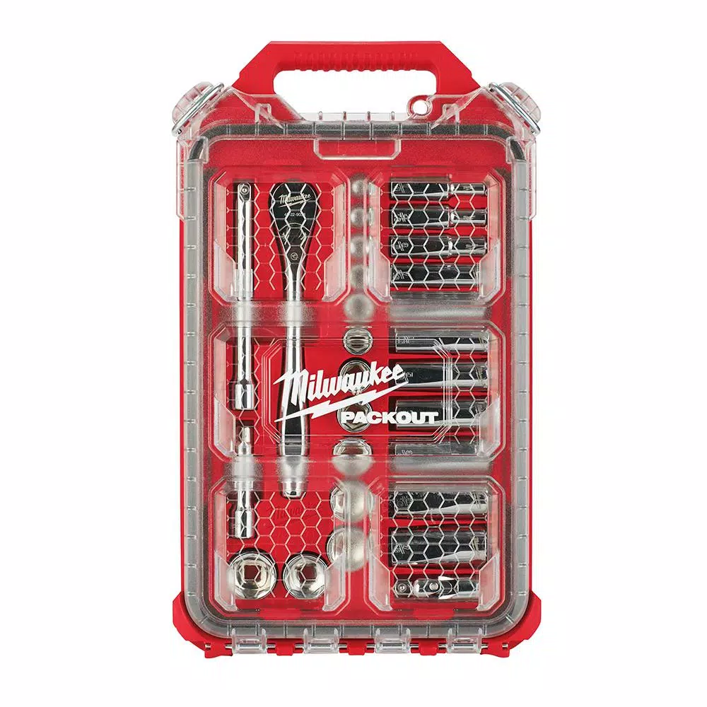 Milwaukee 36-Piece SAE 3/8 in. Drive Ratchet and Socket Set with 8-Piece Screwdriver Set