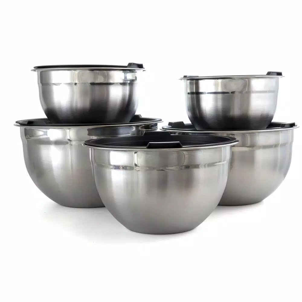 MegaChef MegaChaf 5-Piece Stainless Steel Mixing Bowl Set with Lids