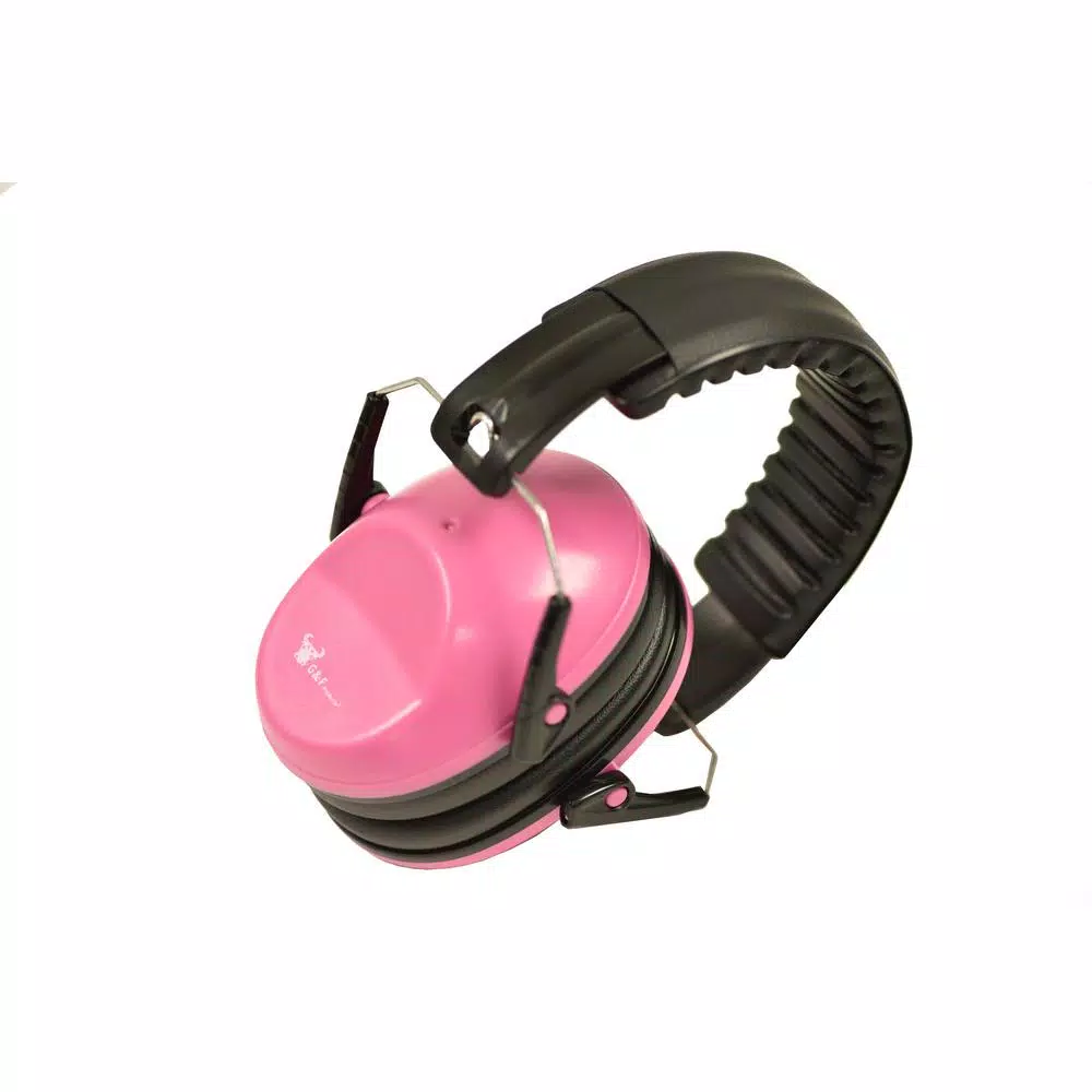 G & F Products Pink Passive Folding Slim Earmuffs for Kids and Women - 26 NRR Hearing Protection