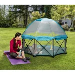 Regalo 8-Panel My Play Deluxe Portable Play Yard, 26 in. High with Attachable Canopy, Blue thumbnail 1