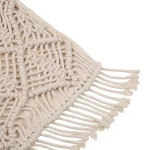 Glitzhome 18x18 Ivory Hollow-Carved Handmade Cotton Rope Pillow Cover with Tassels thumbnail 2