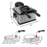 Classic Cuisine 4.2 Qt. 3-Basket Electric Deep Fryer, Stainless Steel thumbnail 2
