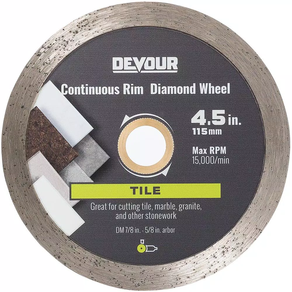 DEVOUR 4.5 in. Diamond Continuous Rim Blade for Tile, Marble, and Granite