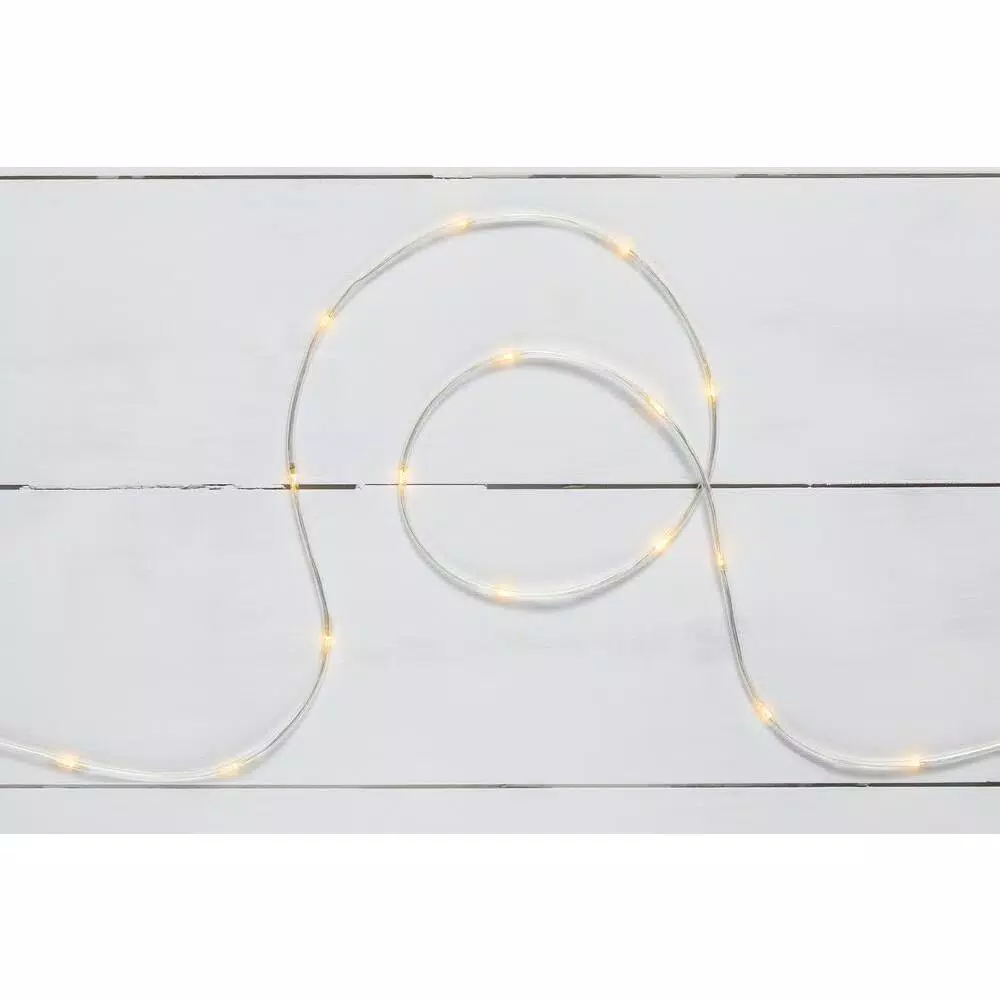 Home Accents Holiday Holiday Showtime 26 ft. 100-Light LED Warm White Micro Dot Rope Light, Battery Operated
