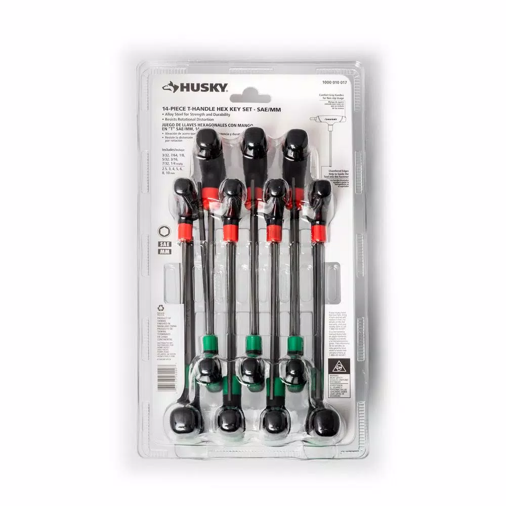 Husky 14-Piece T-Handle Hex Key Set, SAE and Metric