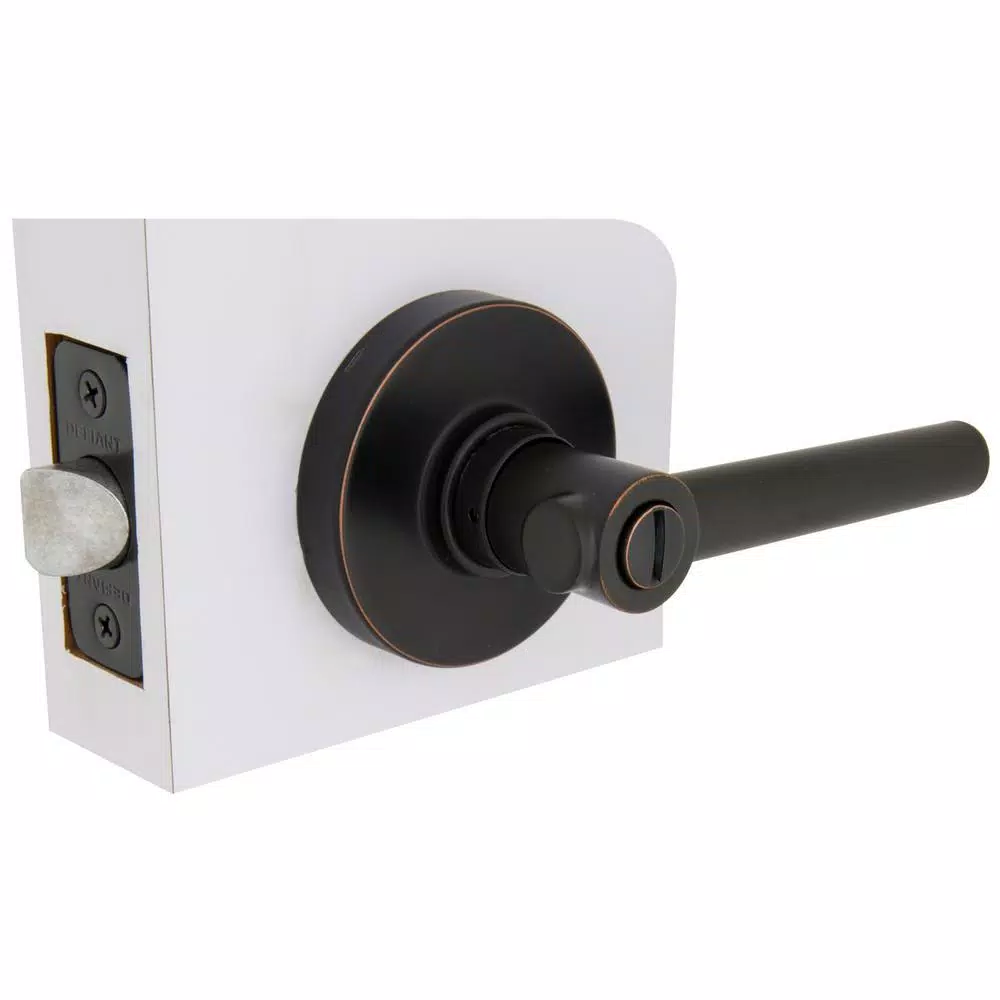 Defiant Highland Aged Bronze Privacy Door Lever with Round Rose