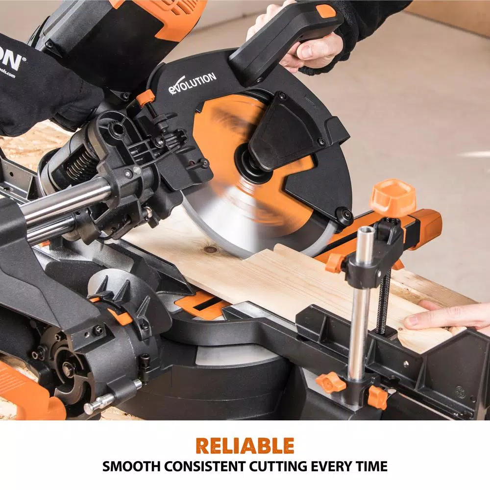 Evolution Power Tools Evolution R255SMSDB+ 10 in. 15 Amp Dual Bevel Sliding Miter Saw with Laser Guide